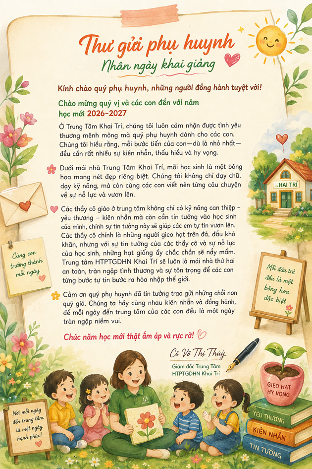 Thư Khai Giảng Khai Trí Củ Chi